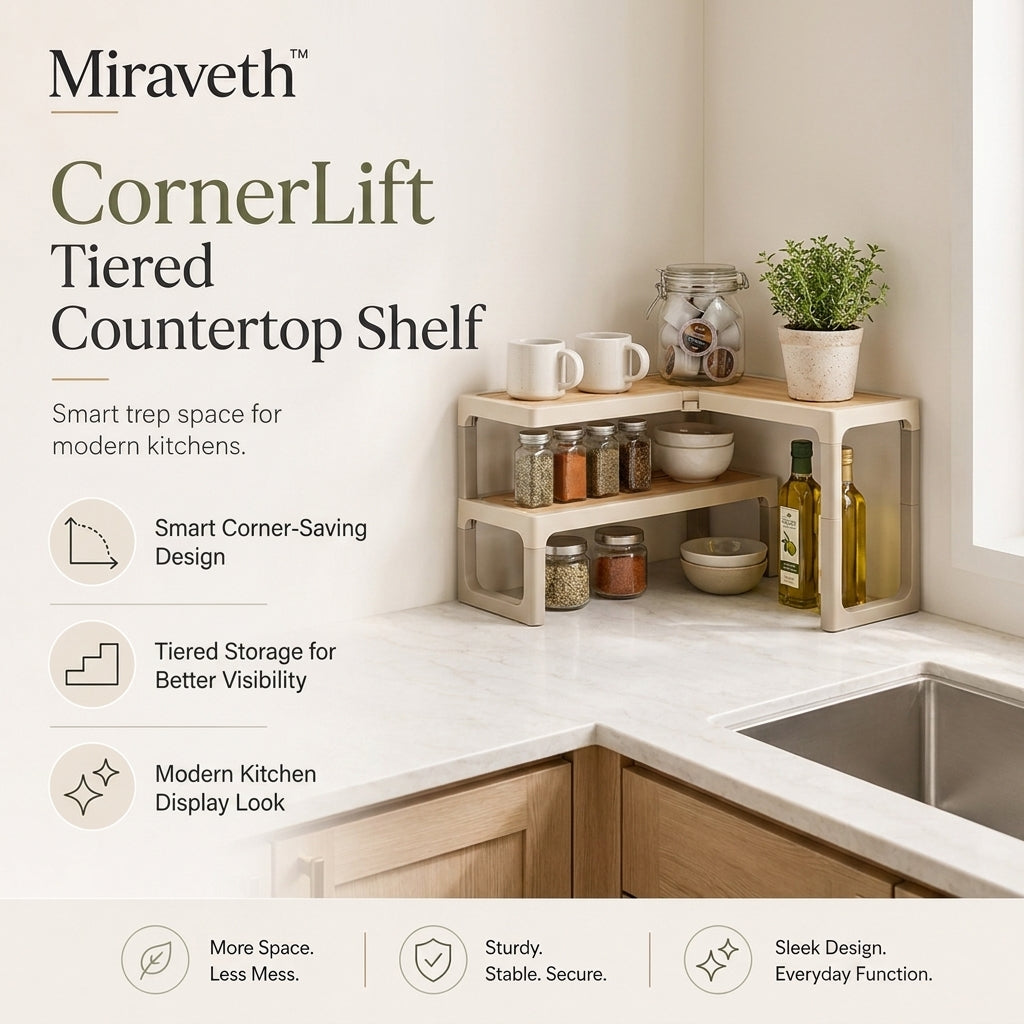 Miraveth™ CornerLift Tiered Countertop Shelf